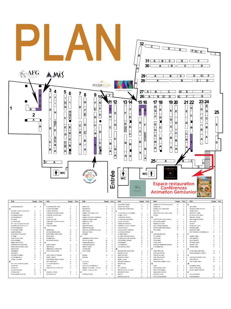 Plan du Salon Minéral Expo Paris 10, 11 et 12 avril 2026